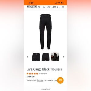 Motogirl Black Lara Cargo Pants